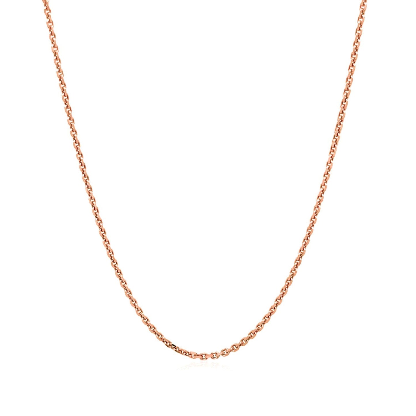 Cadena de eslabones tipo cable con corte de diamante de oro rosa de 14k y 1.3mm