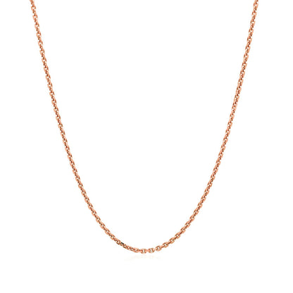 Cadena de eslabones tipo cable con corte de diamante de oro rosa de 14k y 1.3mm