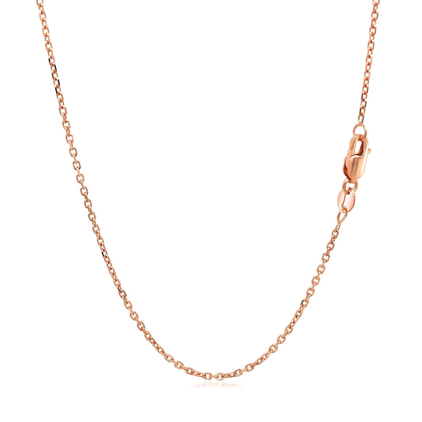 Cadena de eslabones tipo cable con corte de diamante de oro rosa de 14k y 1.3mm