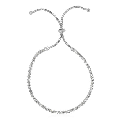 Pulsera ajustable estilo tenis con circonita cúbica en plata de ley