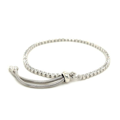 Pulsera ajustable estilo tenis con circonita cúbica en plata de ley