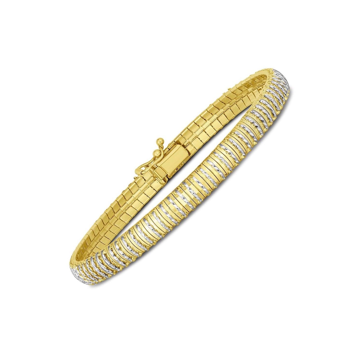 Pulsera flexible de oro amarillo de 14k con diamantes (5.80 mm)
