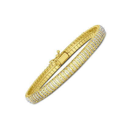Pulsera flexible de oro amarillo de 14k con diamantes (5.80 mm)