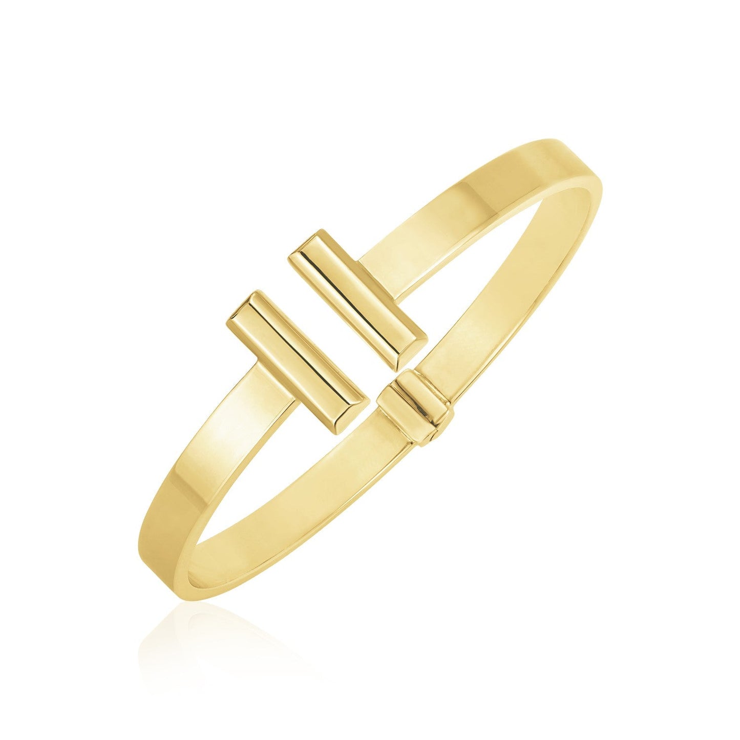 Brazalete de oro amarillo de 14 quilates con barra de alto brillo (6mm)