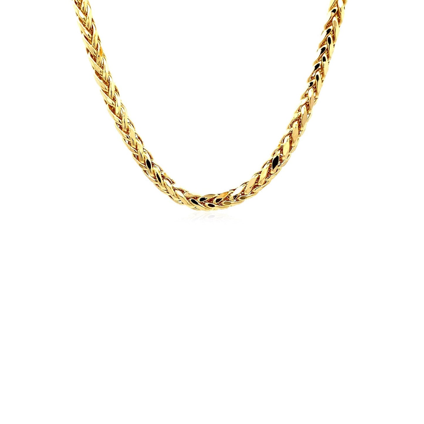 Cadena Franco redonda de oro amarillo de 14k con corte de diamante de 4.1mm