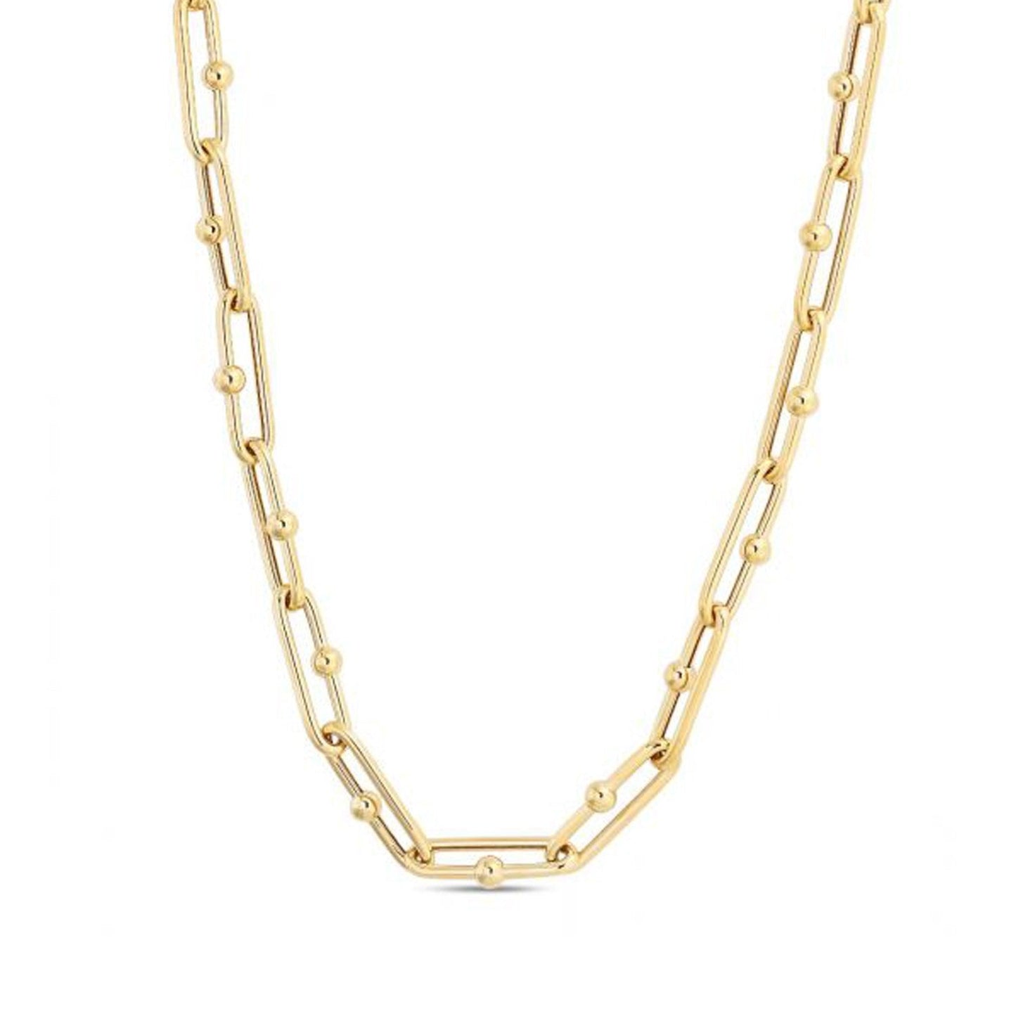 Collar de eslabones ovalados Jax de oro amarillo de 14k con alto pulido