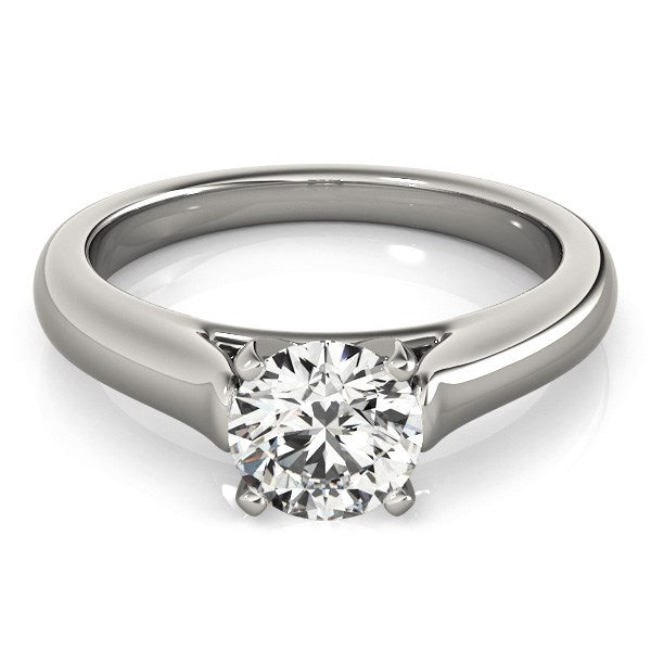 Anillo de compromiso con diamante solitario de oro blanco de 14k diseño catedral (1 quilate peso total)