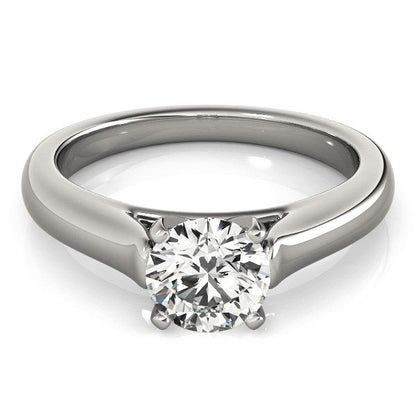 Anillo de compromiso con diamante solitario de oro blanco de 14k diseño catedral (1 quilate peso total)