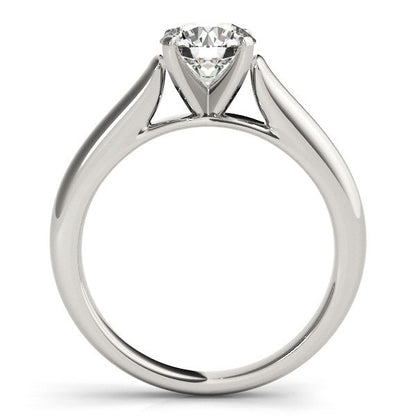 Anillo de compromiso con diamante solitario de oro blanco de 14k diseño catedral (1 quilate peso total)