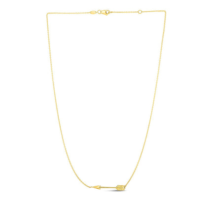 Cadena de Oro Amarillo de 14k con Colgante de Flecha Horizontal