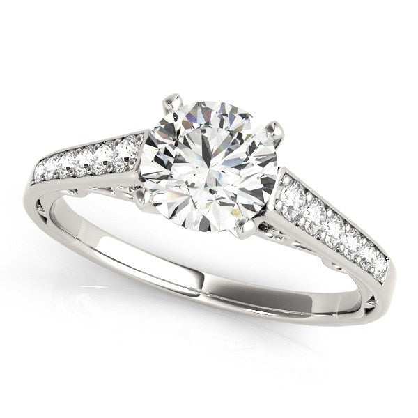 Anillo de Compromiso con Diamantes en Diseño Catedral de Oro Blanco de 14k (1 1/4 TCW)