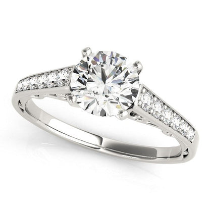 Anillo de Compromiso con Diamantes en Diseño Catedral de Oro Blanco de 14k (1 1/4 TCW)