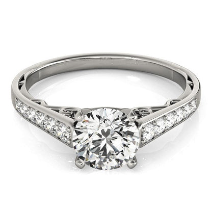Anillo de Compromiso con Diamantes en Diseño Catedral de Oro Blanco de 14k (1 1/4 TCW)