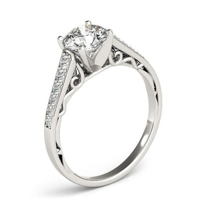Anillo de Compromiso con Diamantes en Diseño Catedral de Oro Blanco de 14k (1 1/4 TCW)