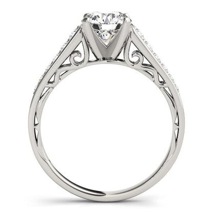 Anillo de Compromiso con Diamantes en Diseño Catedral de Oro Blanco de 14k (1 1/4 TCW)