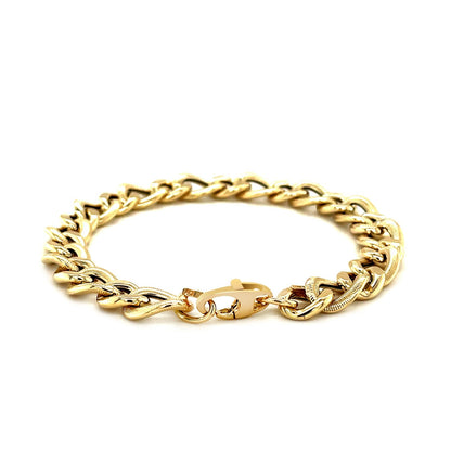 Pulsera de diseño de cadena tipo "Curb" de oro amarillo de 14k con cortes de diamante