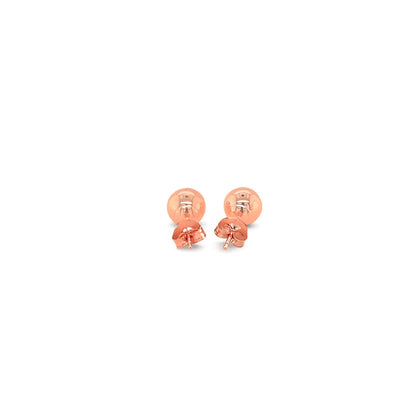 Pendientes de botón clásicos redondos de oro rosa de 14k (6.0 mm)