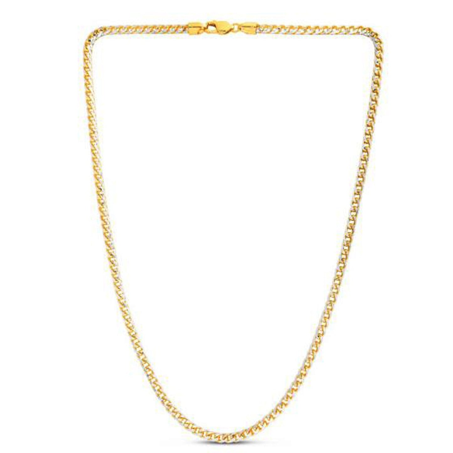 Cadena de oro amarillo de 14k con Pavé de Franco redonda (4.00 mm)