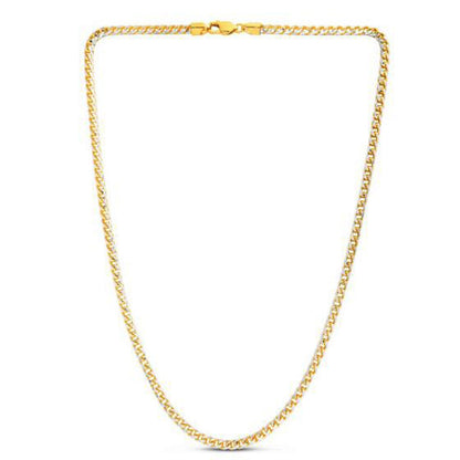 Cadena de oro amarillo de 14k con Pavé de Franco redonda (4.00 mm)