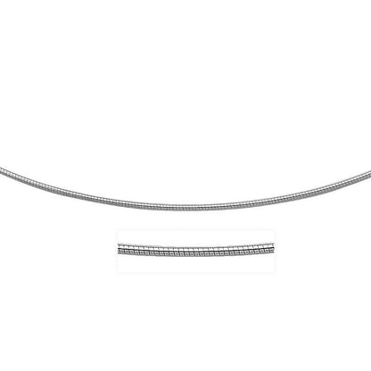 Collar de Plata Esterlina de Estilo Omega Redondo con Baño de Rodio (1.55mm)