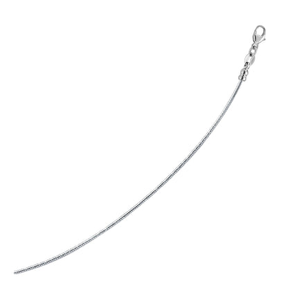 Collar de Plata Esterlina de Estilo Omega Redondo con Baño de Rodio (1.55mm)