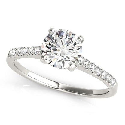 Anillo de compromiso de oro blanco de 14 quilates con diamantes engastados en hilera única (1 1/8 cttw)