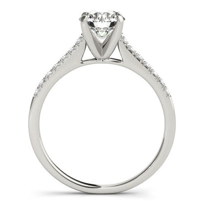 Anillo de compromiso de oro blanco de 14 quilates con diamantes engastados en hilera única (1 1/8 cttw)