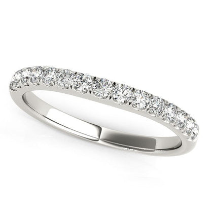 Alianza de boda de diamantes de oro blanco de 14k estilo pavé (1/4 cttw)