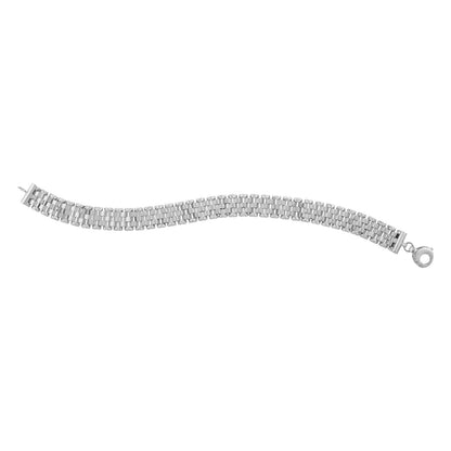 Pulsera de cadena de eslabones de pantera facetados de oro blanco de 14k