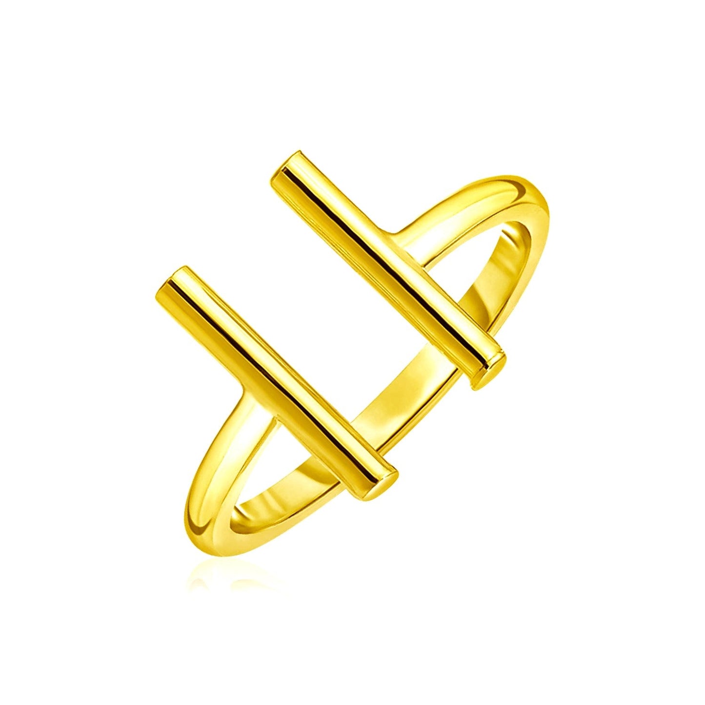 Anillo abierto de oro amarillo de 14k con barras