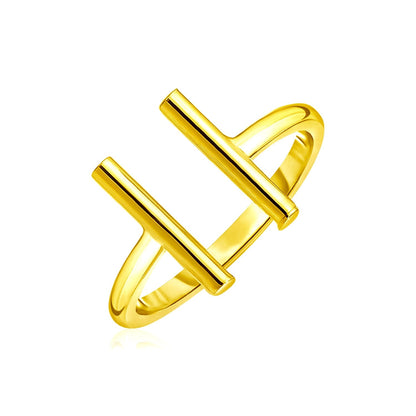 Anillo abierto de oro amarillo de 14k con barras