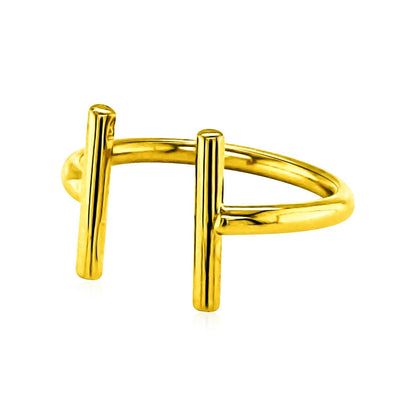Anillo abierto de oro amarillo de 14k con barras