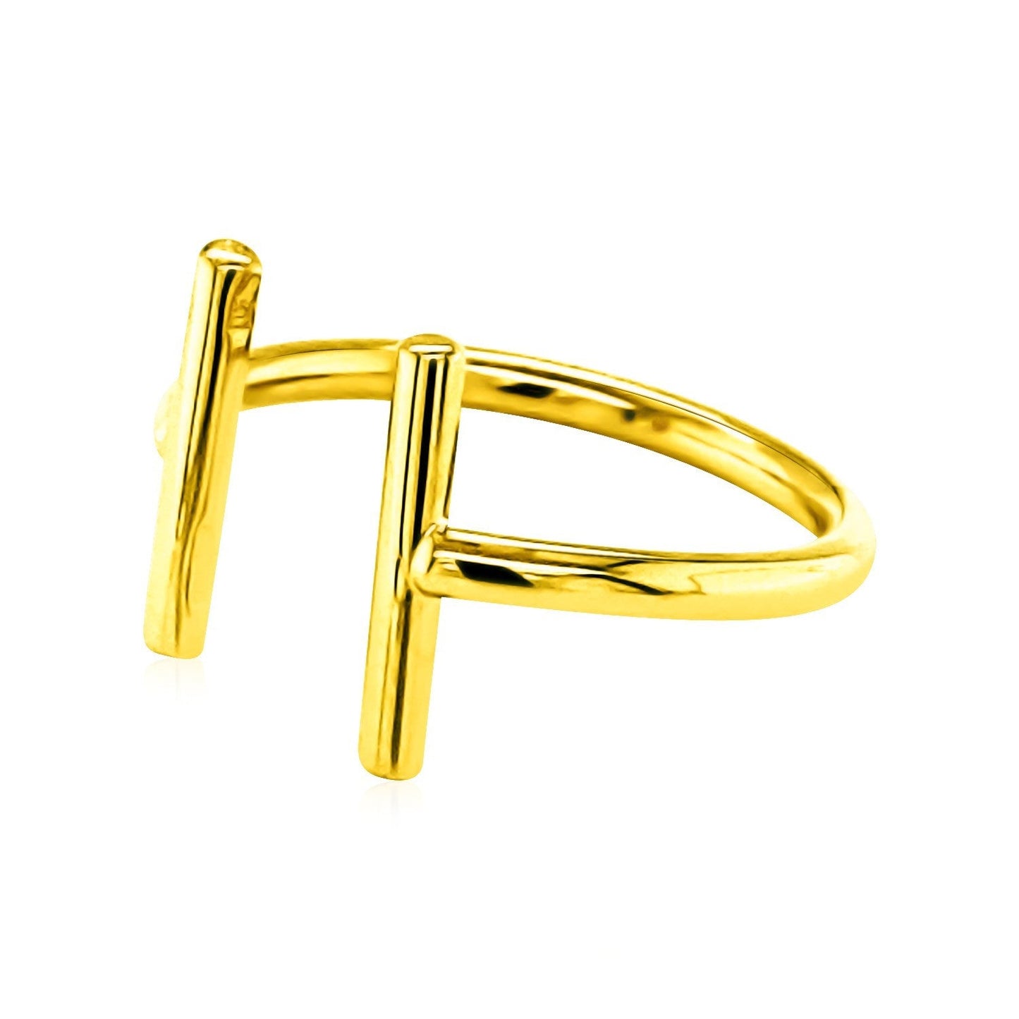 Anillo abierto de oro amarillo de 14k con barras