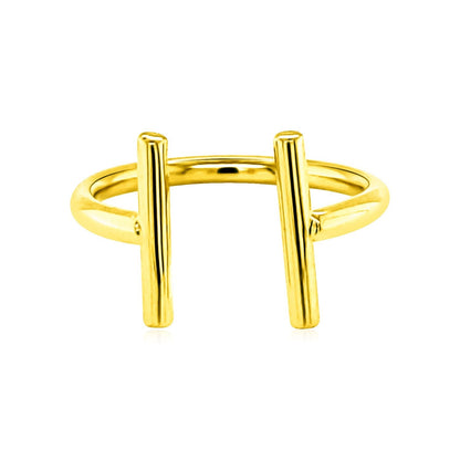 Anillo abierto de oro amarillo de 14k con barras