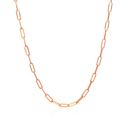 Cadena de eslabones ovalados delicada de oro rosa de 14K (2.1mm)