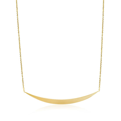 Collar de oro amarillo de 14k con colgante de barra curva pulida