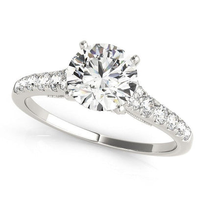 Anillo de compromiso de oro blanco de 14 quilates con diamantes y banda de una hilera (1 3/4 quilates en total)