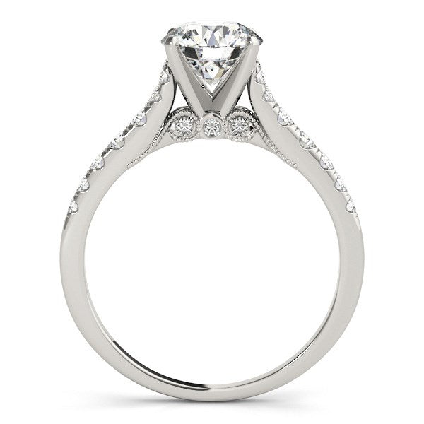 Anillo de compromiso de oro blanco de 14 quilates con diamantes y banda de una hilera (1 3/4 quilates en total)