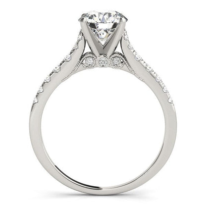 Anillo de compromiso de oro blanco de 14 quilates con diamantes y banda de una hilera (1 3/4 quilates en total)