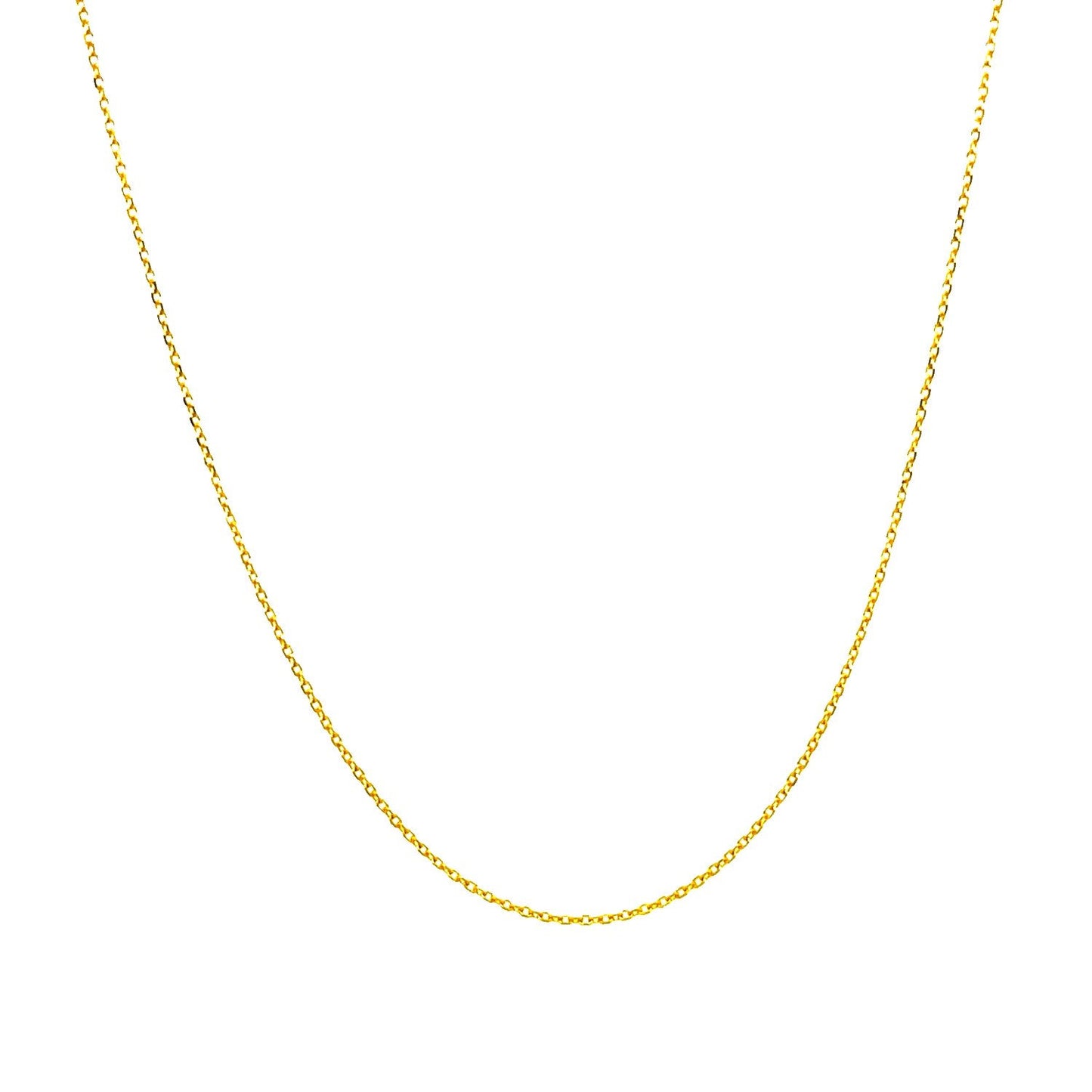 Cadena de eslabones tipo cable con corte de diamante de oro amarillo de 14k y 0,7 mm