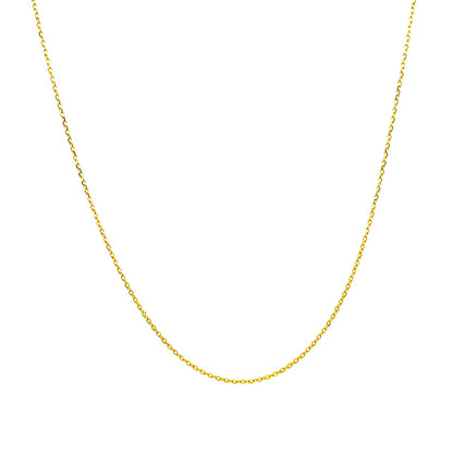 Cadena de eslabones tipo cable con corte de diamante de oro amarillo de 14k y 0,7 mm