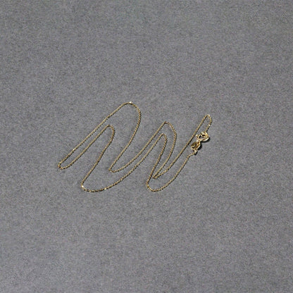 Cadena de eslabones tipo cable con corte de diamante de oro amarillo de 14k y 0,7 mm