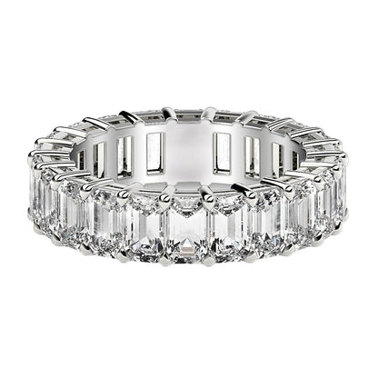 Anillo de eternidad de diamantes cultivados en laboratorio talla esmeralda en oro blanco de 14k (6 quilates peso total FG/VS2)