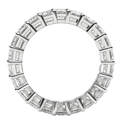 Anillo de eternidad de diamantes cultivados en laboratorio talla esmeralda en oro blanco de 14k (6 quilates peso total FG/VS2)
