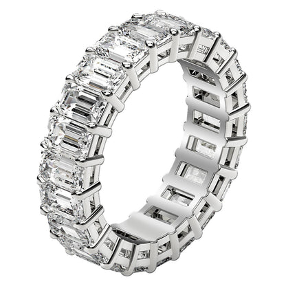 Anillo de eternidad de diamantes cultivados en laboratorio talla esmeralda en oro blanco de 14k (6 quilates peso total FG/VS2)