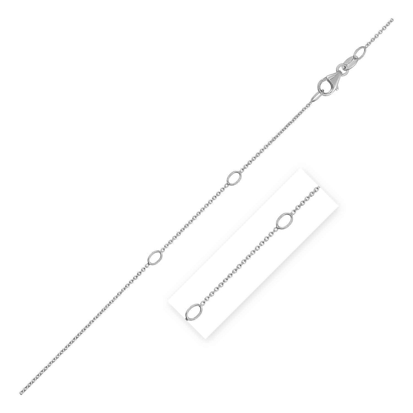 Cadena de cable ajustable en oro blanco de 14k (1,0 mm)