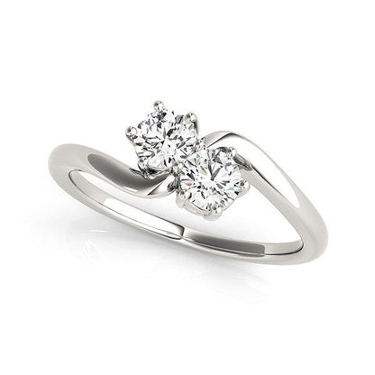 Anillo Solitario de Dos Diamantes en Oro Blanco de 14k (1/2 cttw)