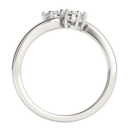 Anillo Solitario de Dos Diamantes en Oro Blanco de 14k (1/2 cttw)