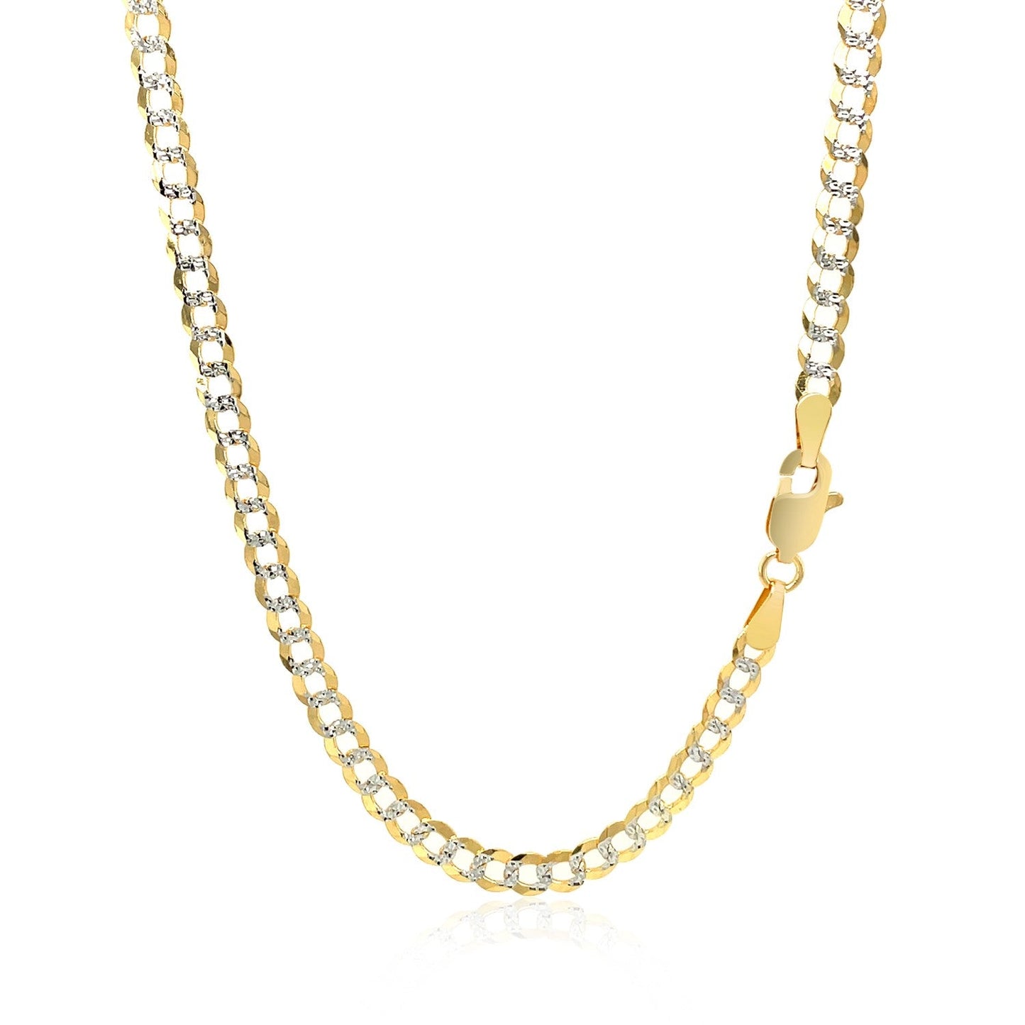 Cadena de eslabones cubanos pavé de oro de dos tonos de 14k y 3.6 mm