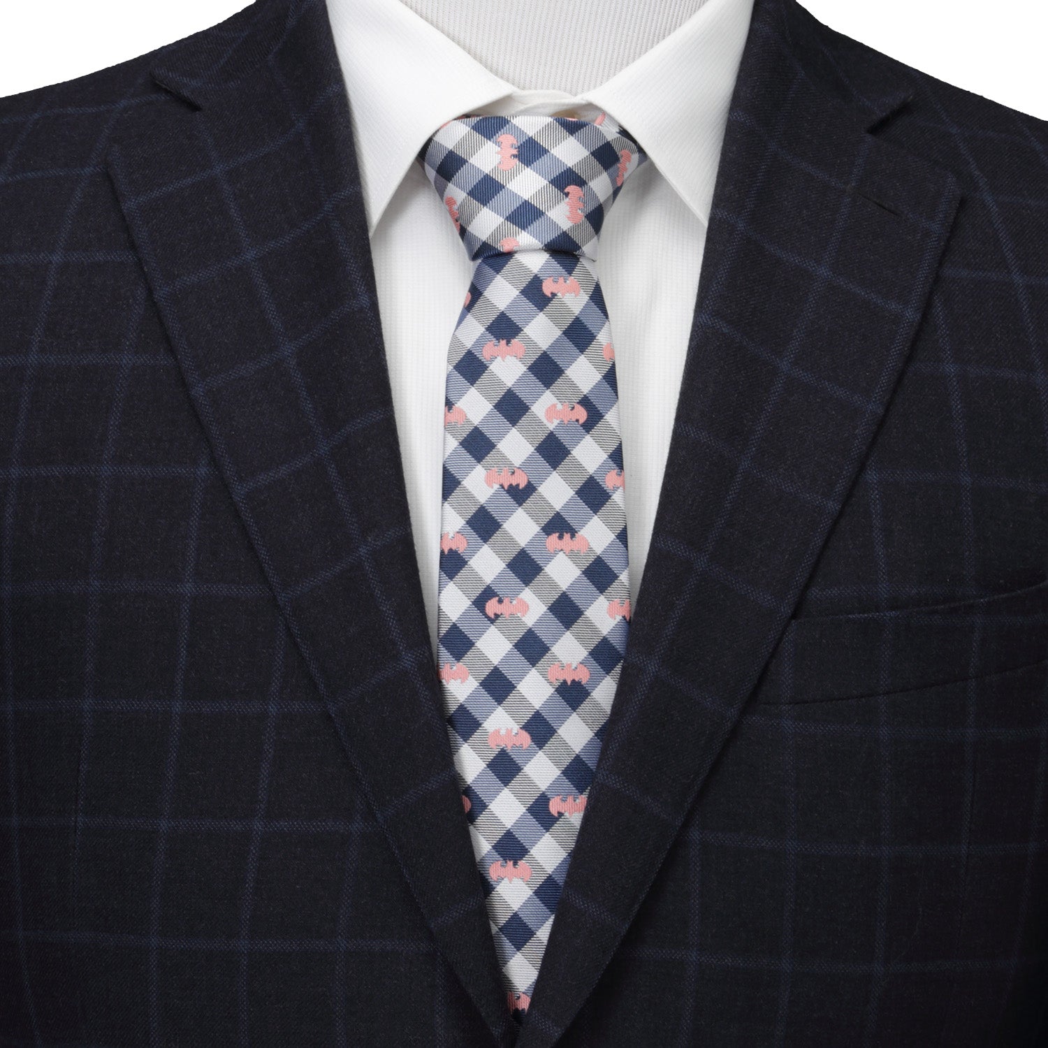 DC Batman Plaid Navy Men's Tie - My Men's Shop